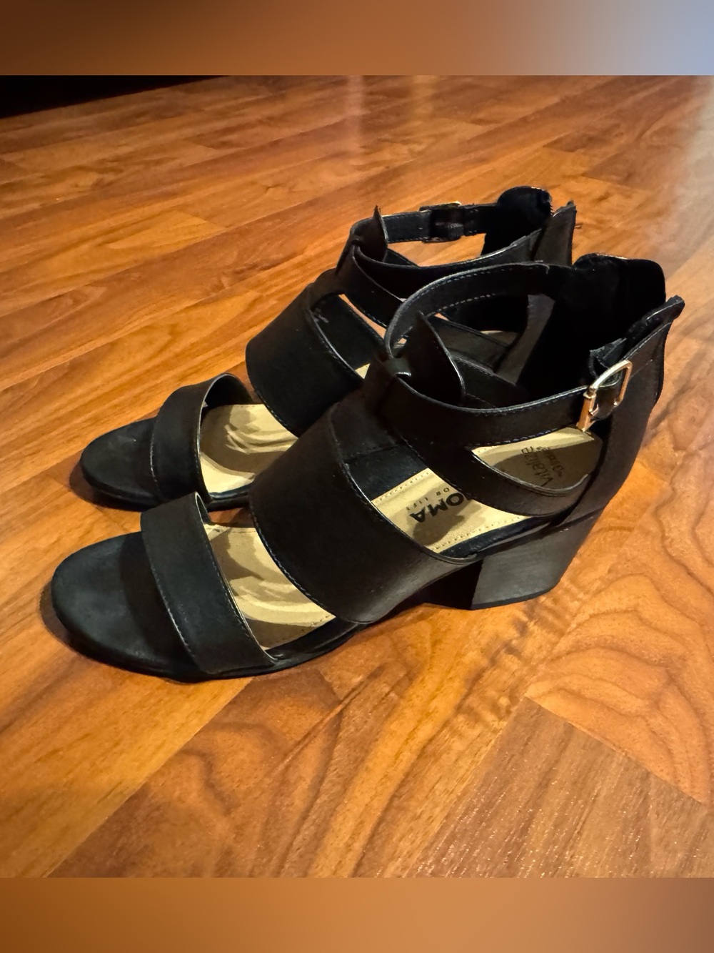 Sonoma Black Strappy Block Heel Sandals